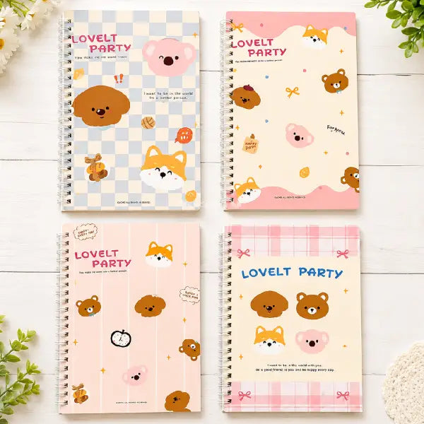 Lovley Party Illustration - Aesthetic Cover A5 Spiral Notebook