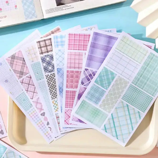 Pastel Vintage Plaid & Grid Pattern Washi Stickers