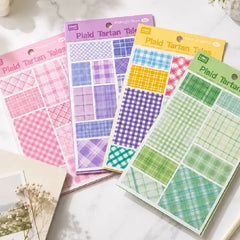 Pastel Vintage Plaid & Grid Pattern Washi Stickers
