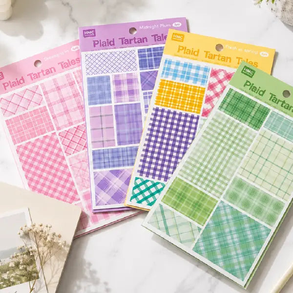Pastel Vintage Plaid & Grid Pattern Washi Stickers