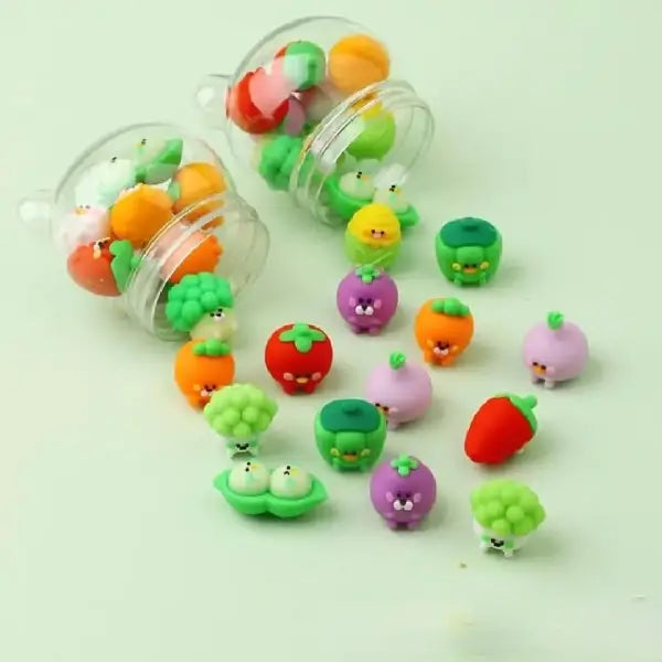3D Veggie Mini 12 Erasers Jar