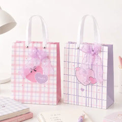Pastel Plaid Gift Paper Bag with Bow