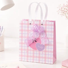 Pastel Plaid Gift Paper Bag with Bow