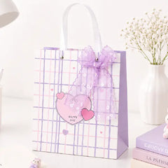 Pastel Plaid Gift Paper Bag with Bow