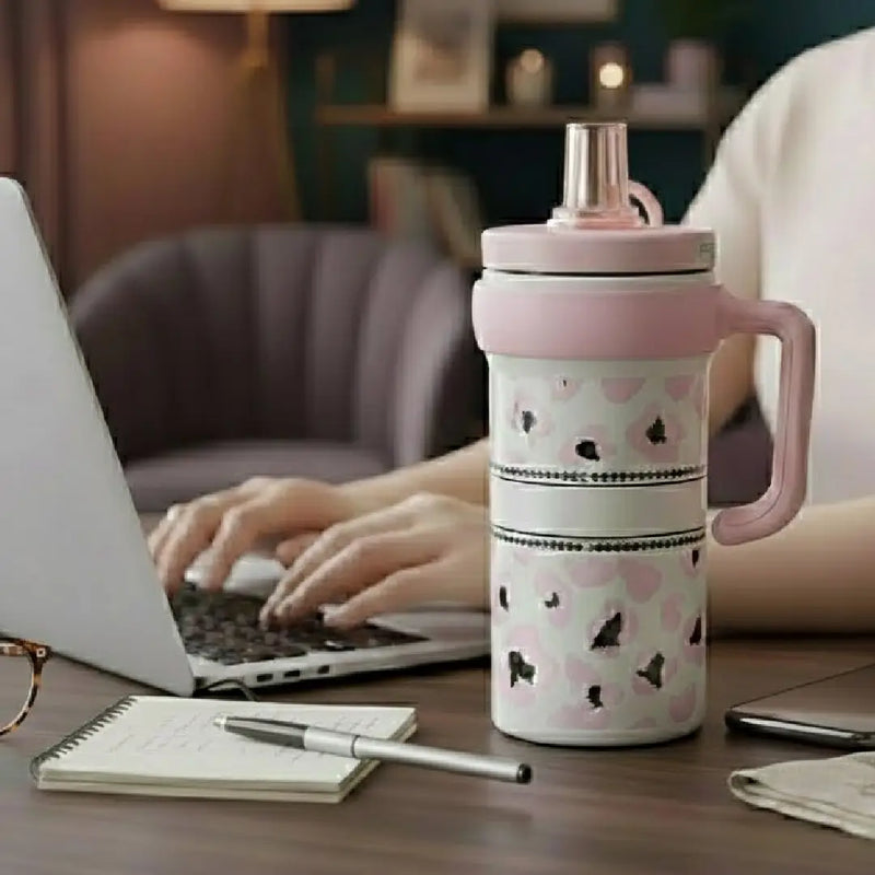 Leopard Print Stainless Steel Tumbler – Pink Chic Design