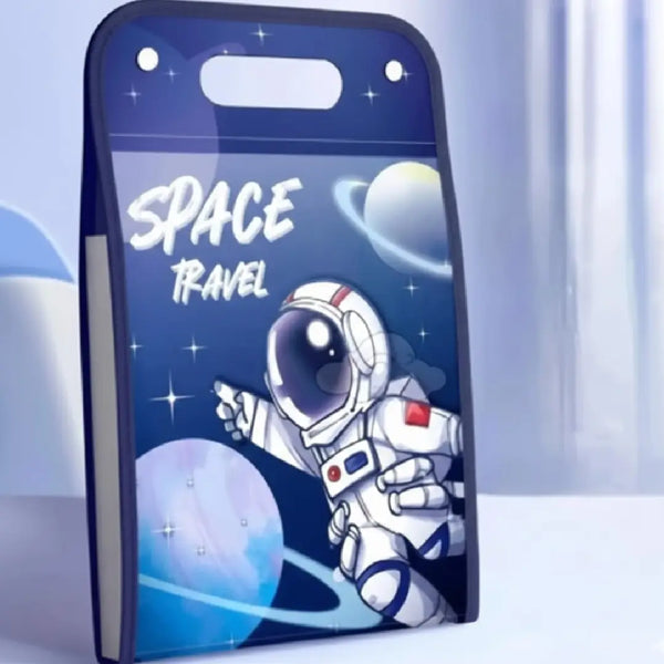 Kawaii Blue Astronaut File Folder with Handle Storage
