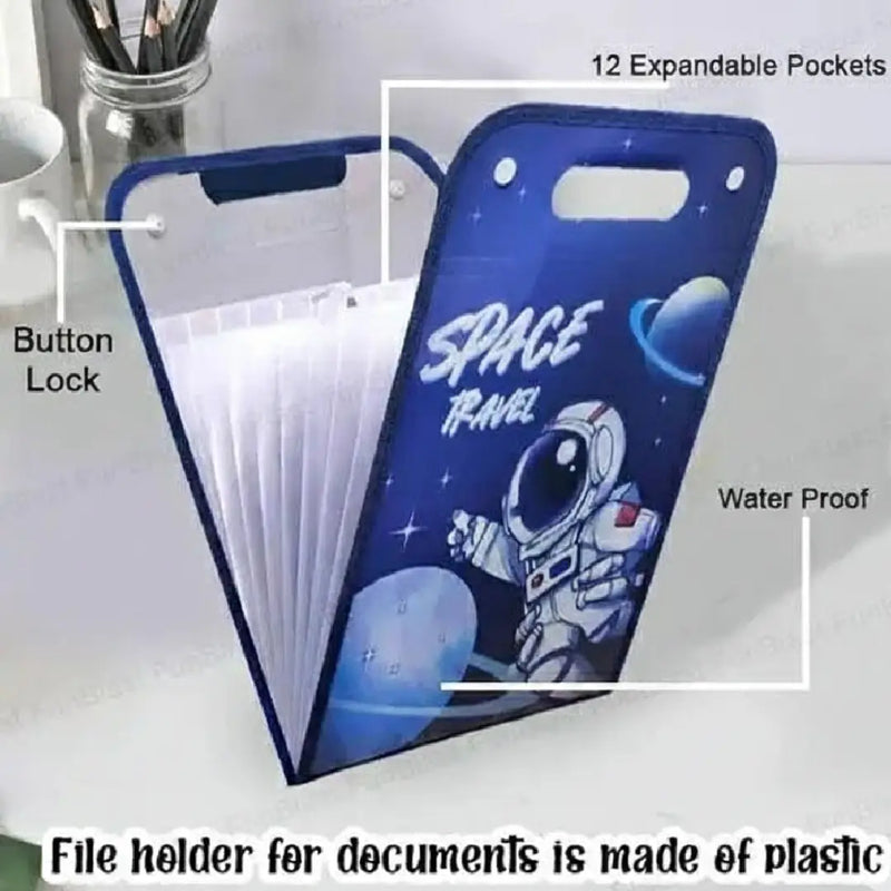 Kawaii Blue Astronaut File Folder with Handle Storage