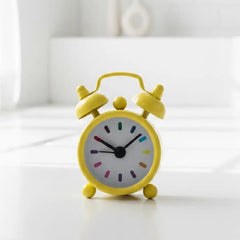Tiny Vintage-Inspired Twin Bell Alarm Clock-Yellow