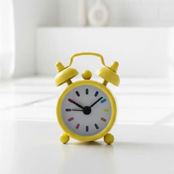 Tiny Vintage-Inspired Twin Bell Alarm Clock-Yellow