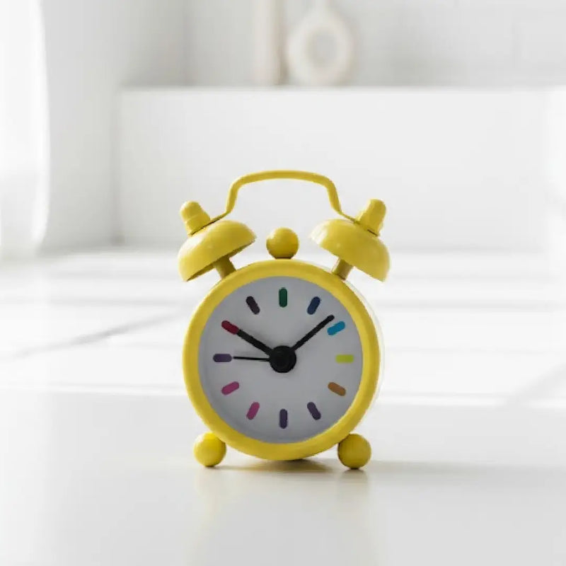 Tiny Vintage-Inspired Twin Bell Alarm Clock-Yellow