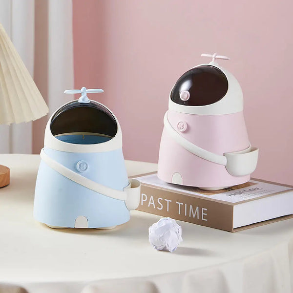 Kawaii Space Robot Trash Can Desktop Organizer