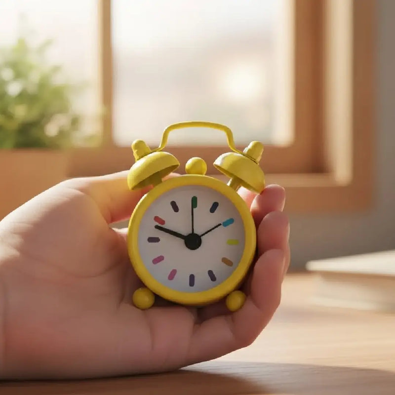 Tiny Vintage-Inspired Twin Bell Alarm Clock-Yellow