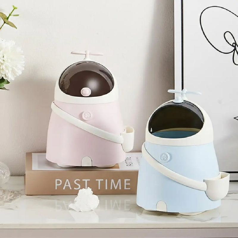 Kawaii Space Robot Trash Can Desktop Organizer