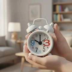 Tiny Cute Retro Twin Bell Alarm Clock – White