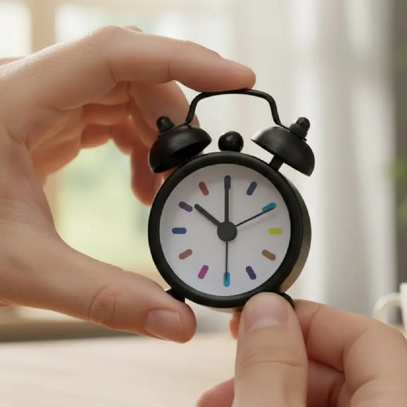 Tiny Vintage-Inspired Twin Bell Alarm Clock - Black