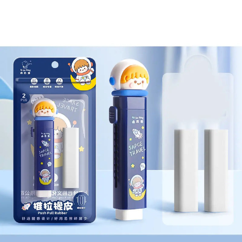 Cute 3D Character Retractable Eraser - Mechanical Pen-Style Rubber