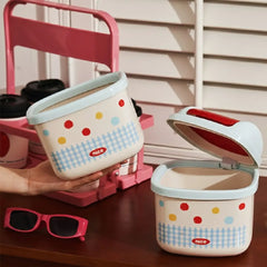 Cute Cartoon Mini Trash Can with Lid Table Bin