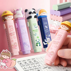 Cute 3D Character Retractable Eraser - Mechanical Pen-Style Rubber