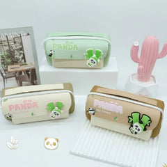 3D Panda Graphic Double Zip Pouch