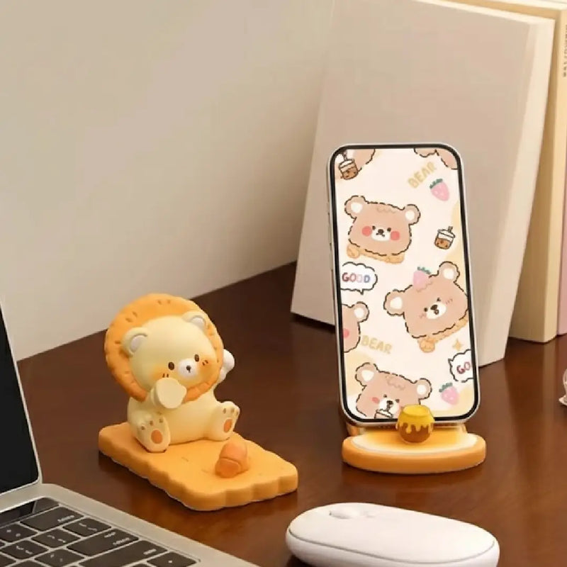 Yellow Biscuit Bear Phone Holder Grip Stand