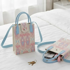 Pastel Ikat Pattern Handwoven  Style - Mini Crossbody Bag