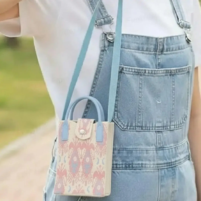 Pastel Ikat Pattern Handwoven  Style - Mini Crossbody Bag