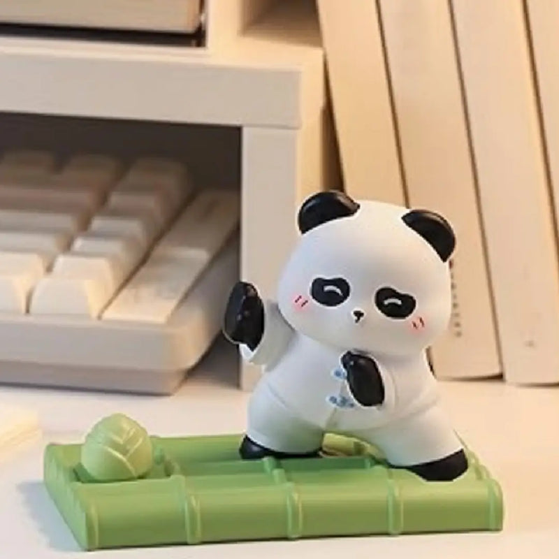 Cute Pushing Kung-fu Panda Phone Holder Table Decor