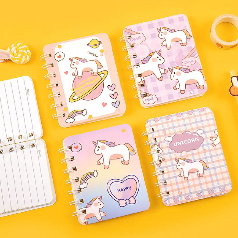 Kawaii Unicorn Illustration- Aesthetic A7 Mini Spiral Notepad