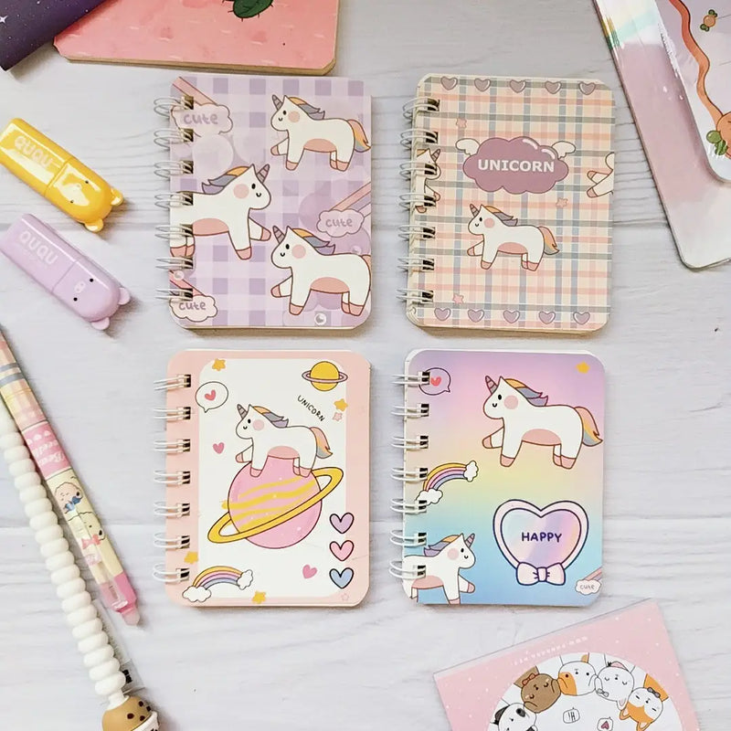 Kawaii Unicorn Illustration- Aesthetic A7 Mini Spiral Notepad