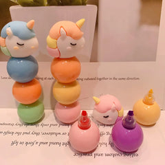 Cute Unicorn Detachable Highlighters with Mini Colors