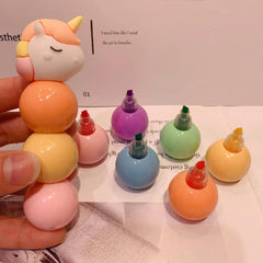 Cute Unicorn Detachable Highlighters with Mini Colors