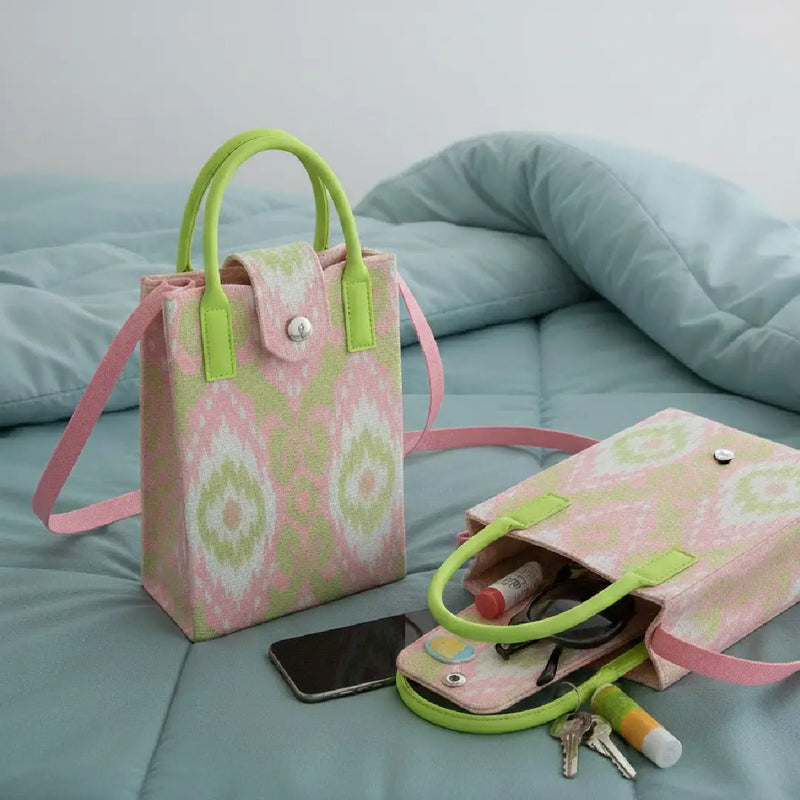 Retro Ikat Pattern Handwoven Style - Mini Crossbody Bag