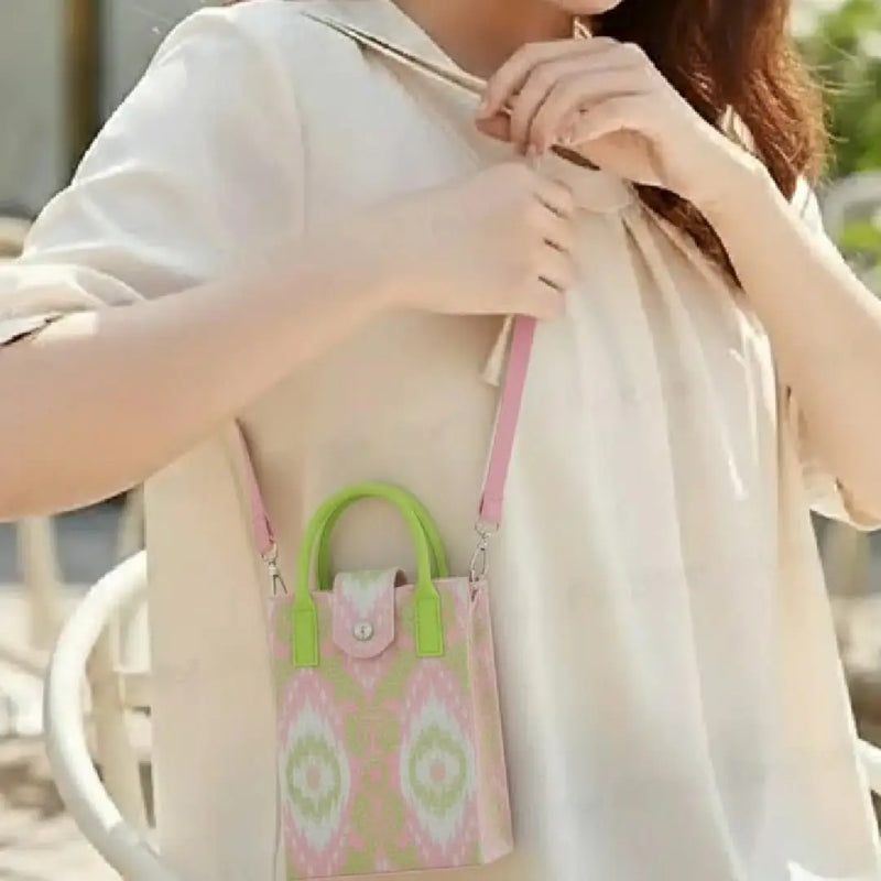 Retro Ikat Pattern Handwoven Style - Mini Crossbody Bag