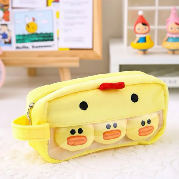 Plush Cute Duck Large Capacity Pouch Soft Zipper Storage Organizer Bag