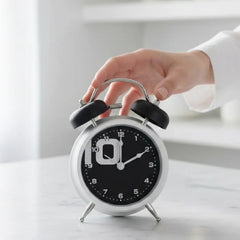 Retro Black Analog Twin Bell Alarm Clock Classic Desk Decor