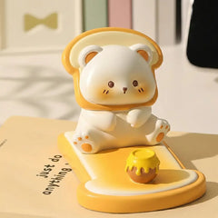 Yellow Bread Bear Phone Holder Cute Grip – Cute Desktop Decor