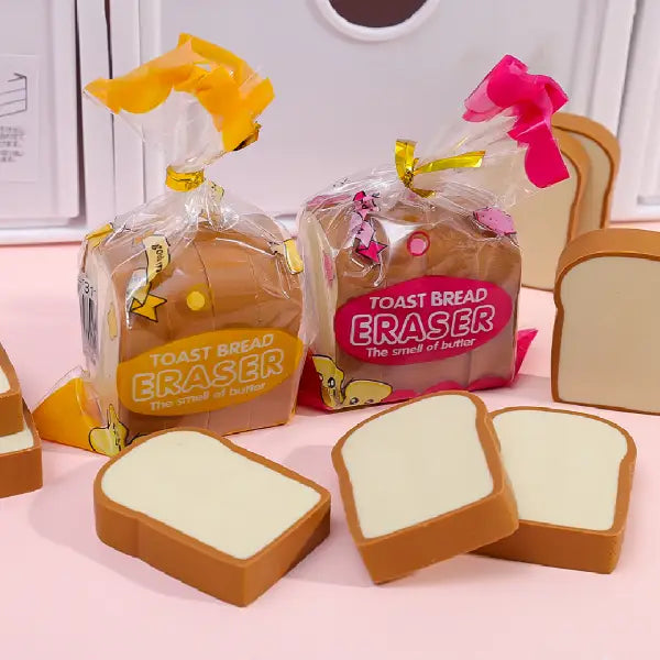 Cute Miniature Toast Bread Erasers (Pack of 4)