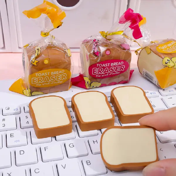 Cute Miniature Toast Bread Erasers (Pack of 4)