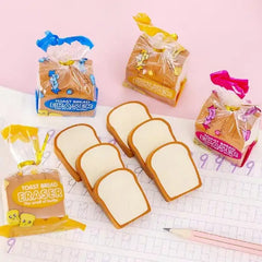Cute Miniature Toast Bread Erasers (Pack of 4)