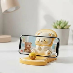 Yellow Bread Bear Phone Holder Cute Grip – Cute Desktop Decor