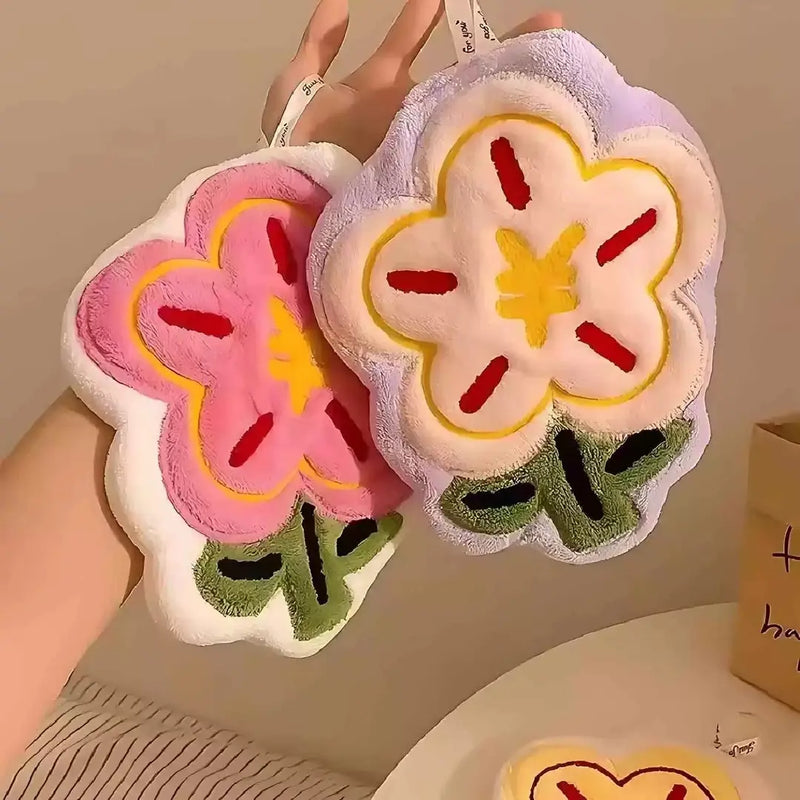 Flower Hanging Hand Towel - Coral Velvet