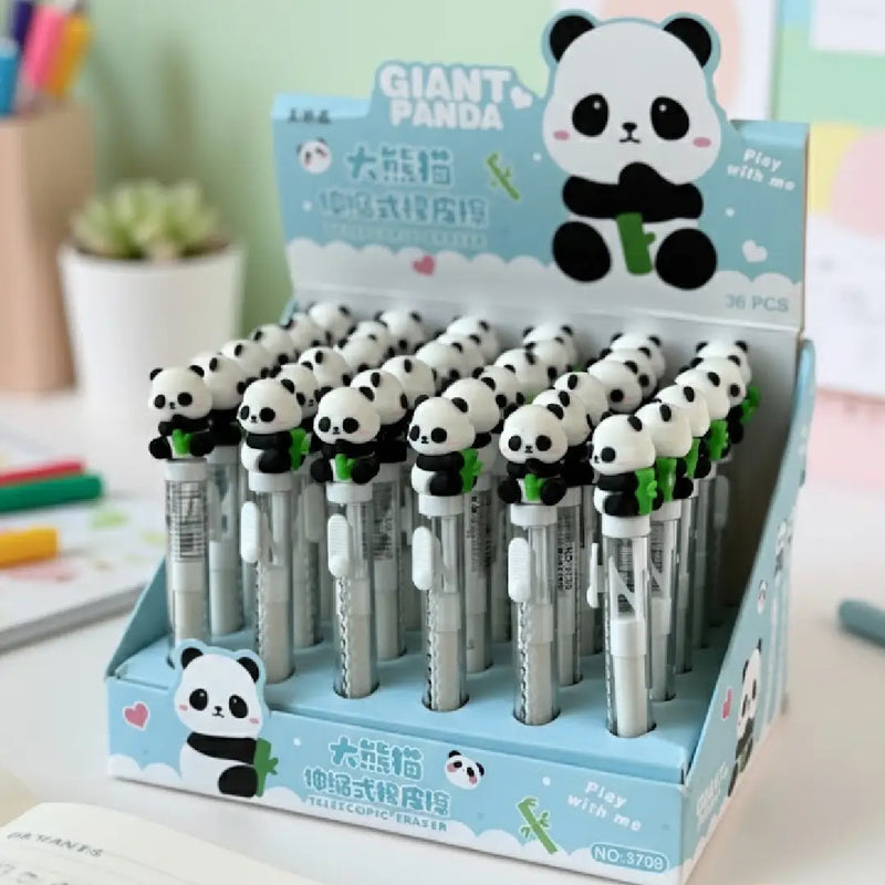 Giant Panda Retractable Pen Style Eraser – 3D Bamboo Panda Design