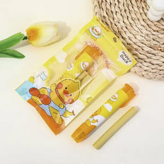 Cute Happy Duck Retractable Eraser Set-1 Pen-Style Eraser Case and 2 Refills