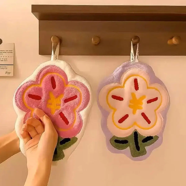 Flower Hanging Hand Towel - Coral Velvet