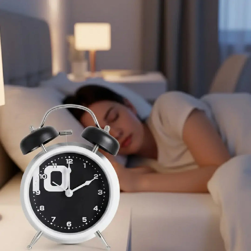 Retro Black Analog Twin Bell Alarm Clock Classic Desk Decor