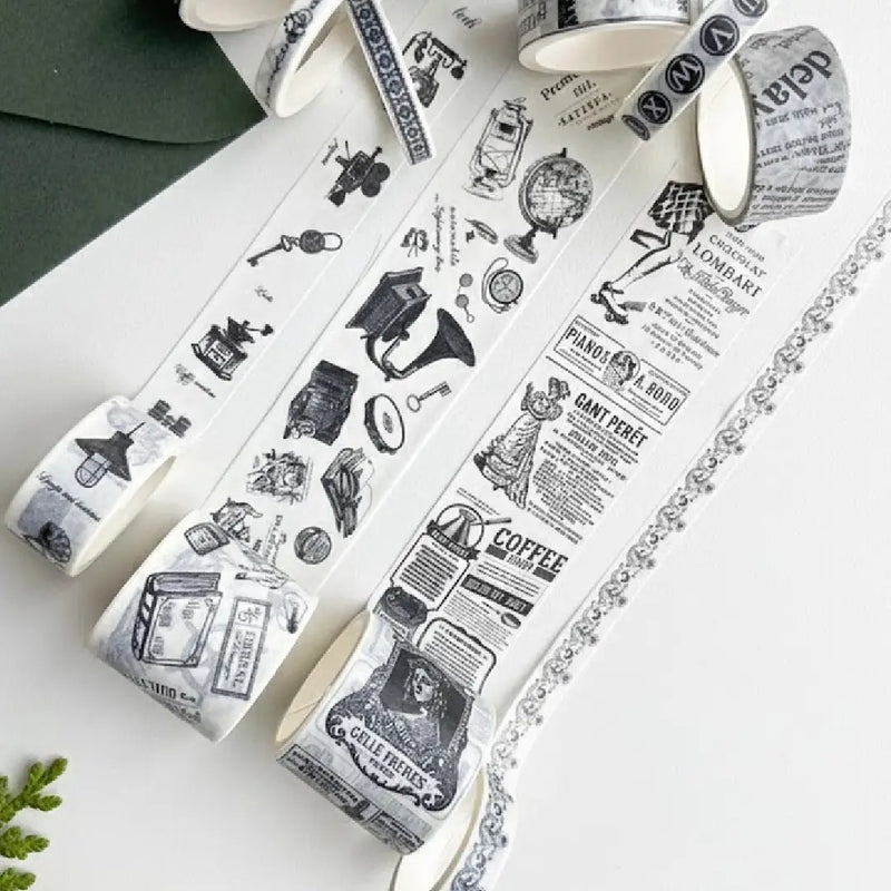 Vintage Theme Washi Tape 10 Rolls of Decorative Collection Set