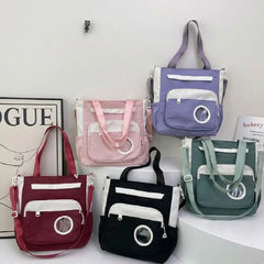 Multi-Pocket Canvas Tote Bag with Adjustable Crossbody Strap