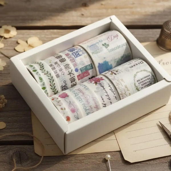 Vintage Botanical Washi Tape 10 Rolls of Decorative Collection Set