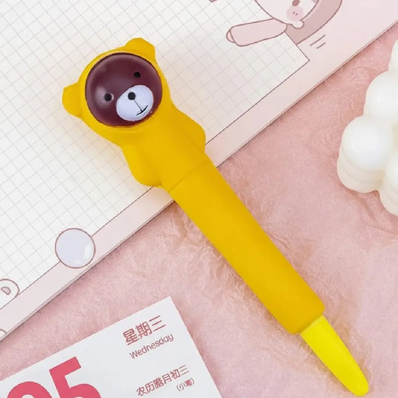 Bear Squishy 3D Gel Pen Cute Desk Accessory - Yellow
