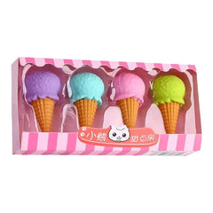 Cute Dessert-Themed Pencil Erasers - Pack Of 4